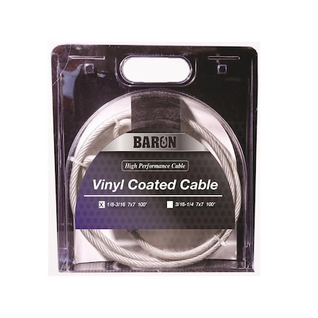 Baron Baron Vinyl Coated Galvanized Steel 1/8-3/16 in. D X 100 ft. L Aircraft Cable 51205